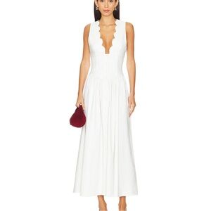 We Wore What Button Front Scallop Dress in White